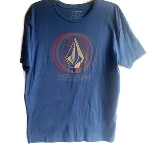 Volcom Stone T Shirt Mens XL Blue Classic Logo 100% Cotton Mineral wash Blue